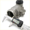 Gray metallic gear shift housing for Toyota Hilux 1985 with black rubber cap measured at 54.41 mm by digital caliper
