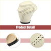 Cream-colored leather gear shift knob cover with black stitching and rubber base for toyota land cruiser prado 2010-2023