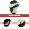 Black and cream two-tone leather gear shift knob cover with white stitching for Toyota Land Cruiser Prado 2018-2023