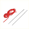 Two silver metal sewing needles next to bright red thread for toyota c-hr gear shift knob cover protector 2017-2021