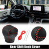 Black leather gear shift knob cover trim for toyota sienna 2021-2022 with red stitching and matching thread