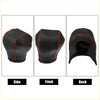 Black leather gear shift knob cover with red stitches for toyota sienna 2021 2022 shown from the back side