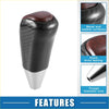 Gear shift knob for toyota land cruiser 2016-2021 in black and brown carbon fiber and wood finish with metallic base