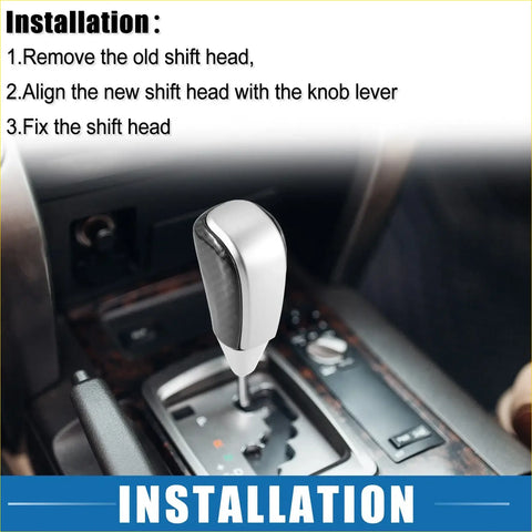 Shiny chrome-finished black silver tone gear shift knob with sleek ergonomic design for toyota land cruiser 2016-2021