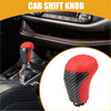 Red and black perforated leather gear shift knob with carbon fiber accents for toyota tacoma 2016-2022