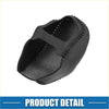 Black leather slip-on shoe with stitched detailing shown from the back for gear shifting knob cover use in Toyota Highlander
