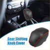 Black carbon fiber pattern gear shifting knob cover with red stitching for toyota highlander 2020-2023