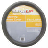Gearup Steering Wheel Cover 15" Faux Leather Grey
