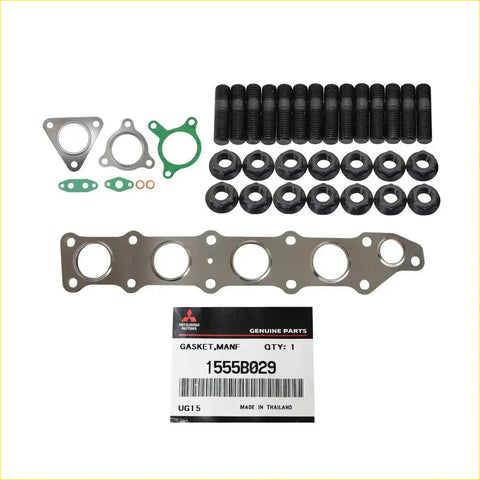 Genuine manifold and turbo gasket and stud kit for mitsubishi triton mq with black bolts green seals and silver flanges