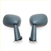 Pair of gray plastic fender side-view mirrors with black rubber grips and metallic mounts for 72-79 mazda rotary luce