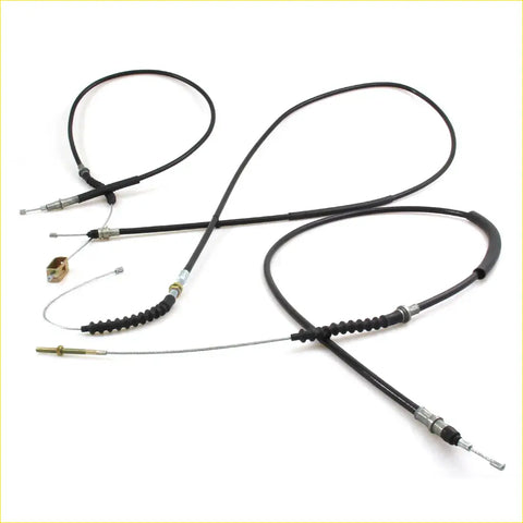 Black rubber-coated hand brake cables set with metallic connectors and braided wire for nissan datsun 720 ute 1980-1989