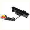 Black plastic hd backup camera mount with red yellow white rca connectors for toyota rav4 2013-2023 back side