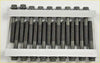 Set of twelve dark gray metallic head bolts with hex heads for 2.5 td did 16v engines in a white tray