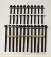 Black metal head bolts with rounded heads arranged in three rows on white tray for ford ranger transit bt50 3.2 tdci
