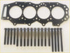 Black engine head gasket with four circular openings and matching black bolts for ford ranger everest mazda bt50