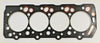 Black engine head gasket with four white circular openings and red rubber seals for mitsubishi pajero