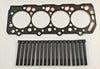 Black engine head gasket with red sealing rings and matching black bolts for mitsubishi pajero engine maintenance