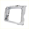 Chrome finished rectangular headlight bezel with polished metal surface and mounting tabs for toyota hilux 1988-1997