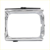 Chrome finished rectangular headlight bezel with polished metal surface and rounded corners for left door toyota hilux