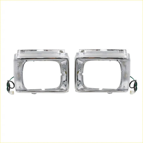 Chromed headlight assemblies with clear lens covers and wiring for toyota hilux 2wd 1978-1983 back side view