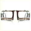 Chrome finished headlight door set for toyota hilux 2wd 1978-1983 with clear plastic housing and visible wiring back side