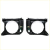 Black plastic headlight bezels with integrated wiring harnesses for toyota hilux 2wd 1979-1982 showing back side