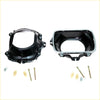 Black and chrome headlight bucket assemblies with mounting hardware for Toyota 4Runner Hilux 1984-1995