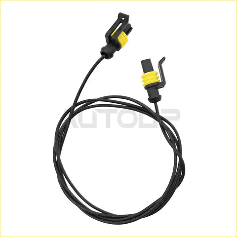 Black coiled headlight conversion adapter harness cable with yellow and black connectors for ford f-250 f-350 2023–2024