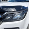 Black glossy hood deflector with sleek aerodynamic design mounted on white holden colorado 2016-2020 matte
