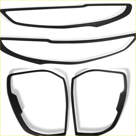 Black plastic matte headlight and taillight covers for mazda bt-50 2021 plus fit around headlights and side mirrors