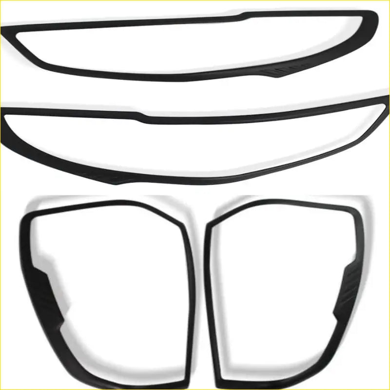 Black plastic matte headlight and taillight covers for mazda bt-50 2021 plus fit around headlights and side mirrors