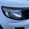 Black headlight covers for ford ranger px1 2012-2015 with clear lens and integrated led daytime running lights