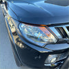 Black glossy headlight cover with clear lens and amber turn signal for mitsubishi triton 2015-2018 matte black