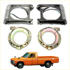 Pair of black and chrome headlight door and housing for vintage orange toyota hilux n30 rn40 1979-1983 truck