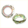 Two metallic headlight housing rings with iridescent finish and mounting hardware for toyota hilux rn30 rn40 1978-1983