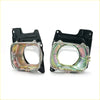 A pair of black and clear headlight light housing brackets with reflective iridescent inner lens for nissan navara d21 1986-1997