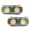 Pair of dual-head automotive oil pan gaskets with silver frame and iridescent lining for nissan datsun 720 king cab headlight housing