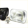 Black rectangular headlight assembly with ribbed clear lens and matching housing plus halogen bulb for toyota hilux 1979-1983