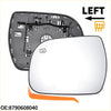 Heated left side car mirror glass for toyota sienna 2011-2019 with black frame molded plastic backing and orange tool