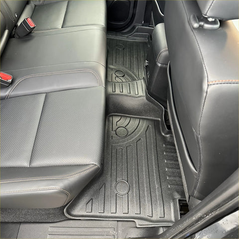 Black rubber heavy duty floor mats with molded contours and textures for volkswagen amarok 2023+ vehicles