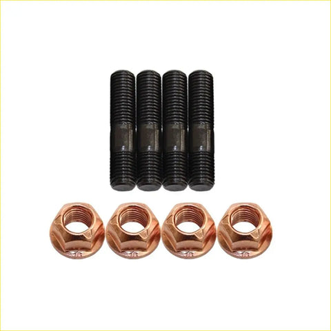 Set of four black high tensile exhaust manifold bolts and four copper hexagonal nuts for ford territory sx turbo kit