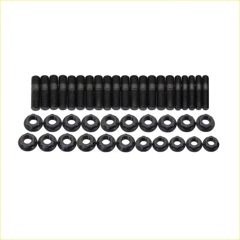 Set of black coated steel high tensile exhaust manifold and turbo bolts with matching hex nuts for ford territory