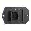 Black plastic hvac blower motor resistor housing with molded mounting holes and metal contacts for toyota rav4 back side