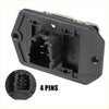 Black plastic electrical connector with four pins on the back side of hvac blower motor resistor for toyota rav4
