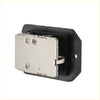Silver metal latch with black rubber backing and three screws on hvac blower motor resistor for toyota scion tc