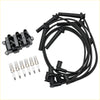 Black ignition coil and 6 spark plug kit with black rubber-coated wires for ford f150 e150 taurus fd498