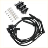 Black ignition coil pack with six spark plugs and matching black ignition wires for ford f150 e150 taurus use
