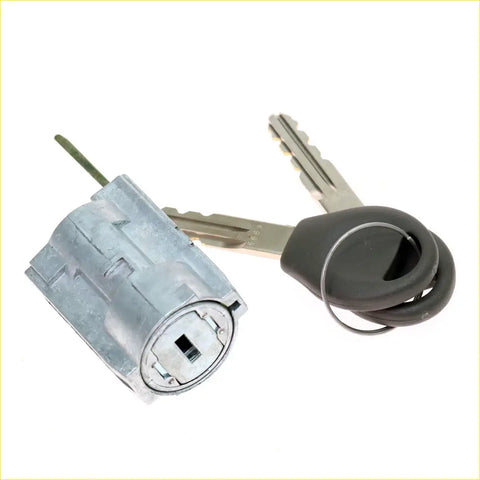 Silver metal ignition cylinder switch barrel set with two black key rings for nissan np300 terrano 2001-2004
