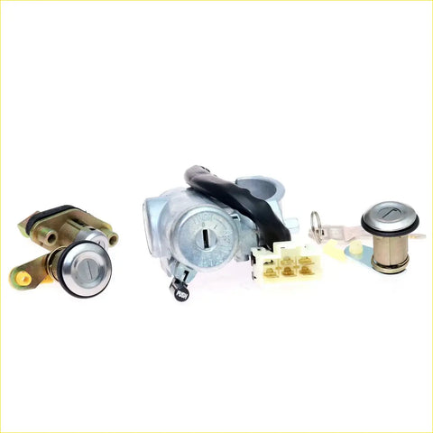 Silver ignition switch assembly with black rubber boot push button and key for nissan sentra b13 sunny 1990-1994