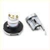 Silver ignition door fuel cap lock cylinder with black base and gold screws for toyota hilux 1983-1988 back side